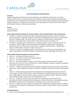 The US Constitution of 1787 and Slavery Overview Students will