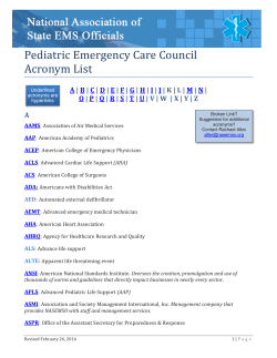 Pediatric Emergency Care Council Acronym List