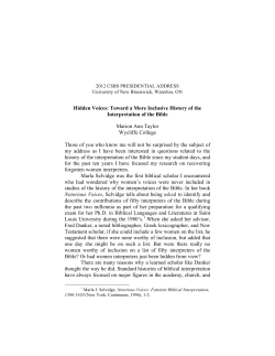 Hidden Voices: Toward a More Inclusive History of the Interpretation