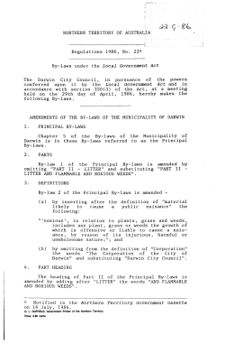 By-laws under the Local Government Act * Notified in the