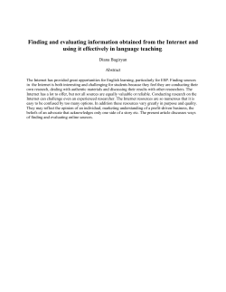 Finding and evaluating information obtained from the Internet and