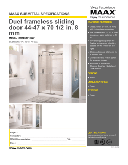 Duel frameless sliding door 44-47 x 70 1/2 in. 8 mm
