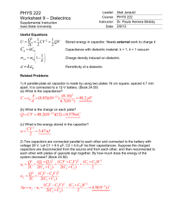 PHYS 222 Worksheet 9 Dielectrics ANSWERS