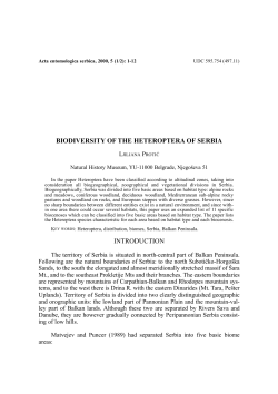 BIODIVERSITY OF THE HETEROPTERA OF SERBIA INTRODUCTION
