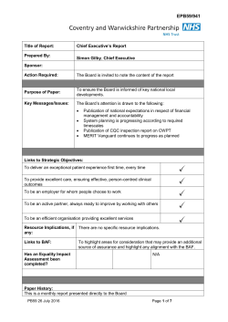 EPB59/941 - Coventry and Warwickshire Partnership NHS Trust