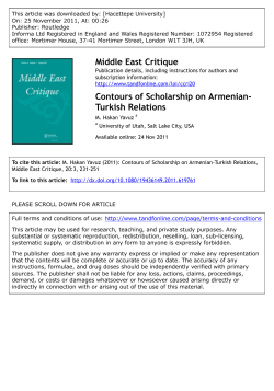 Contours of Scholarship on Armenian-Turkish Relations