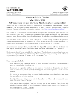 Grade 6 Math Circles Mar.28th, 2012 Introduction to the