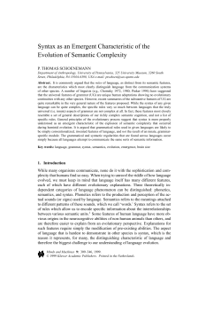 Syntax as an Emergent Characteristic of the