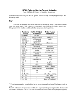 I UPAC Rules for Naming Organic M olecules