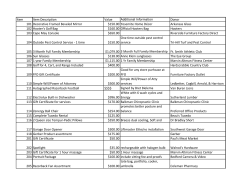 Item Item Description Value Additional Information