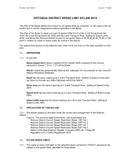 ROTORUA DISTRICT SPEED LIMIT BYLAW 2014