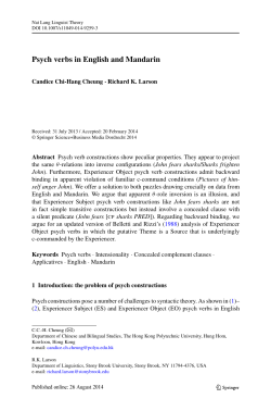 Psych verbs in English and Mandarin - Richard Larson