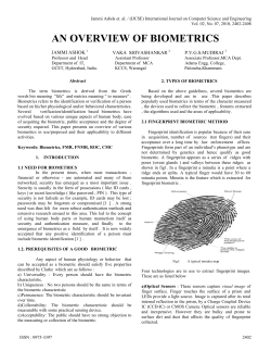 an overview of biometrics - Engg Journals Publications