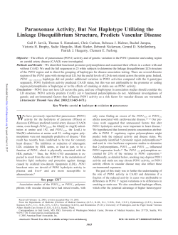 Paraoxonase Activity, But Not Haplotype Utilizing the Linkage