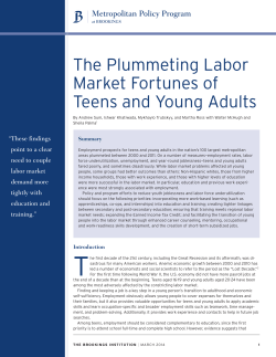 The Plummeting Labor Market Fortunes of Teens and Young Adults