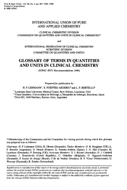 GLOSSARY OF TERMS IN QUANTITIES AND UNITS IN CLINICAL