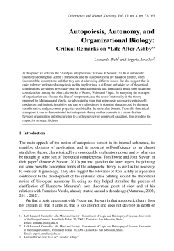 Autopoiesis, Autonomy, and Organizational Biology