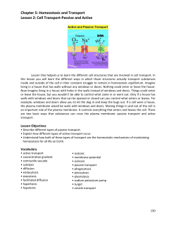 Chapter 5: Homeostasis and Transport Lesson 2: Cell Transport