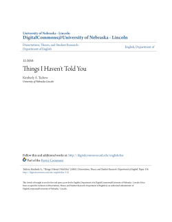 Things I Haven`t Told You - DigitalCommons@University of