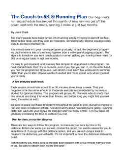 The Couch-to-5K &reg; Running Plan Our beginner`s