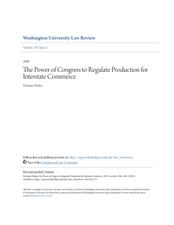 The Power of Congress to Regulate Production for Interstate