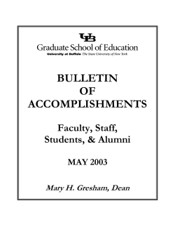 bulletin of accomplishments - UB Graduate School of Education