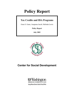 Tax credits and IDA programs - Center for Social Development
