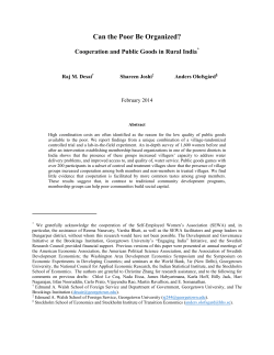 Can the Poor Be Organized? - Stockholm School of Economics