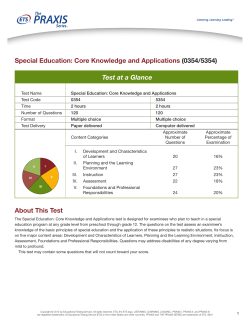 Special Education: Core Knowledge and Applications 0354/5354