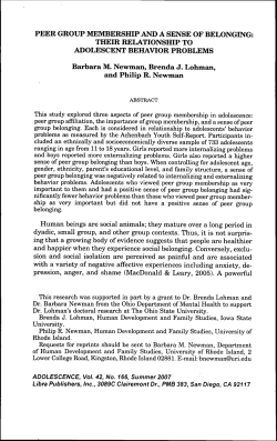 Peer Groups - Cognitive Behavior Intervention