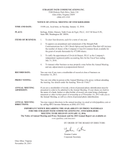 (804) 433-1522 NOTICE OF ANNUAL