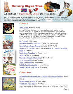 Nursery Rhyme Time - Brown County Library