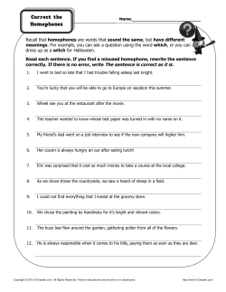Correct the homophones | Homophone Worksheets
