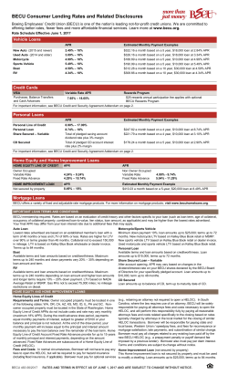 BECU Consumer Lending Rates and Related Disclosures