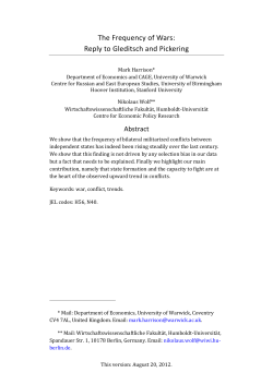 The Frequency of Wars - University of Warwick