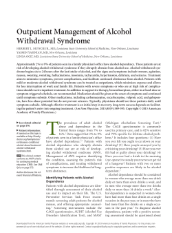 Outpatient Management of Alcohol Withdrawal Syndrome