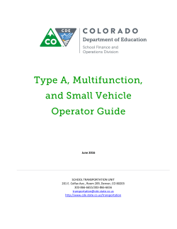 Type A, Multifunction, and Small Vehicle Operator Guide