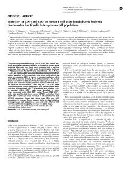 Expression of CD34 and CD7 on human T