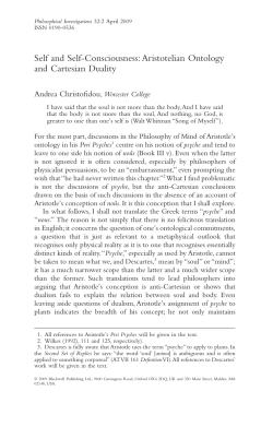 Self and Self-Consciousness: Aristotelian