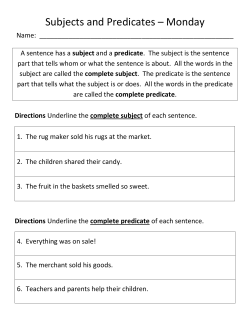 Subjects and Predicates &ndash; Monday