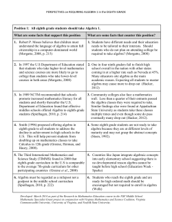 perspectives on requiring algebra 1 in eighth grade
