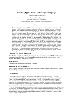 Stemming Approaches for East European