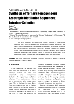Synthesis of Ternary Homogeneous Azeotropic Distillation