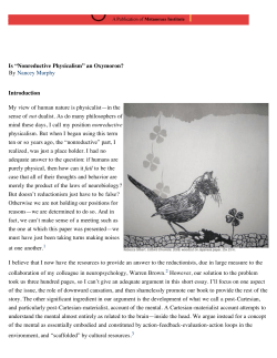 Is &ldquo;Nonreductive Physicalism&rdquo; an Oxymoron? :: Nancey Murphy