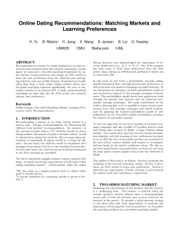 Online Dating Recommendations: Matching Markets and