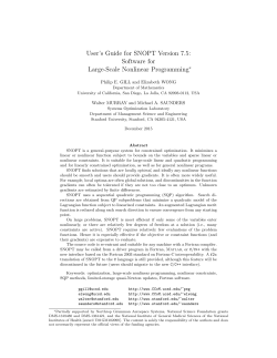 User`s Guide for SNOPT Version 7.5: Software for Large