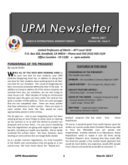 ponderings of the president - UNITED PROFESSORS of MARIN