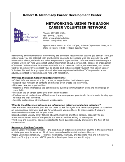 networking: using the saxon career volunteer