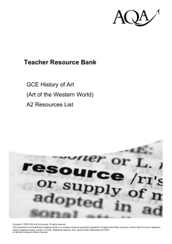A-level History of Art Resource list Resource list: Art of the Western