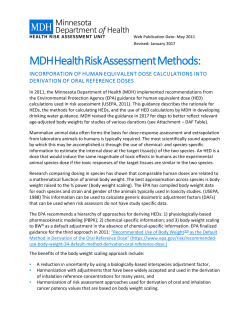 MDH Health Risk Assessment Methods:Incorporation of Human